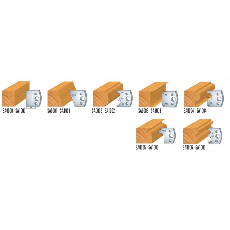 7 PROFILE CUTTERHEAD SETS WITH KNIVES AND CHIP LIMITERS (PROFILES 0÷6 ...